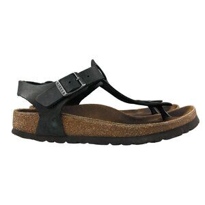 Birkenstock Women's Size EU 36 US 5 Kairo Black Leather Ankle T Strap Sandals